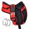 Y&Z Enterprises All Purpose Synthetic Treeless Freemax English Horse Saddle Tack Get Matching Girth & Strap (16.5 Inch Seat, Red) view 1