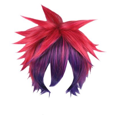APE Halloween Costume Cosplay Wig - 12.5 Inch Short Straight Spiky Cut Fuchsia-Purple Gradient Color Layered Wig for Daily Use/TV/Film/Anime Character Cosplay/Party/Performance