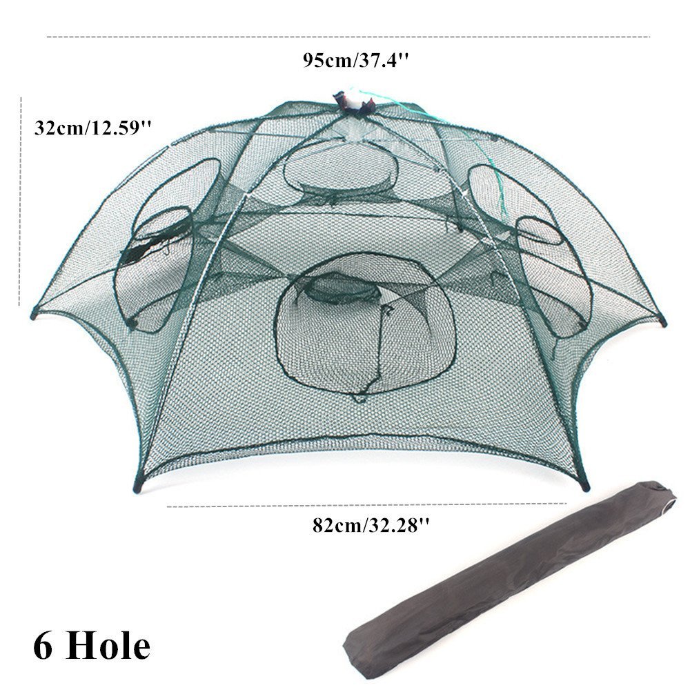 Homebeast 4/6/8 Hole Portable Folded Fishing Net Bait Fish Shrimp Minnow Crawdad Crayfish Crab Baits Cast Mesh Trap
