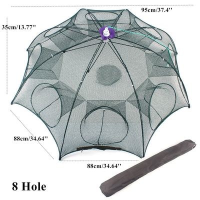 Homebeast 4/6/8 Hole Portable Folded Fishing Net Bait Fish Shrimp Minnow Crawdad Crayfish Crab Baits Cast Mesh Trap