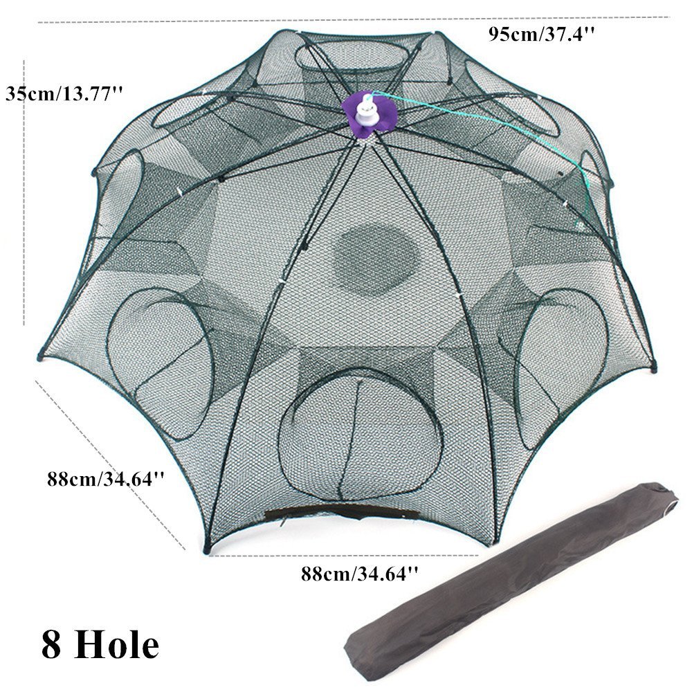 Homebeast 4/6/8 Hole Portable Folded Fishing Net Bait Fish Shrimp Minnow Crawdad Crayfish Crab Baits Cast Mesh Trap