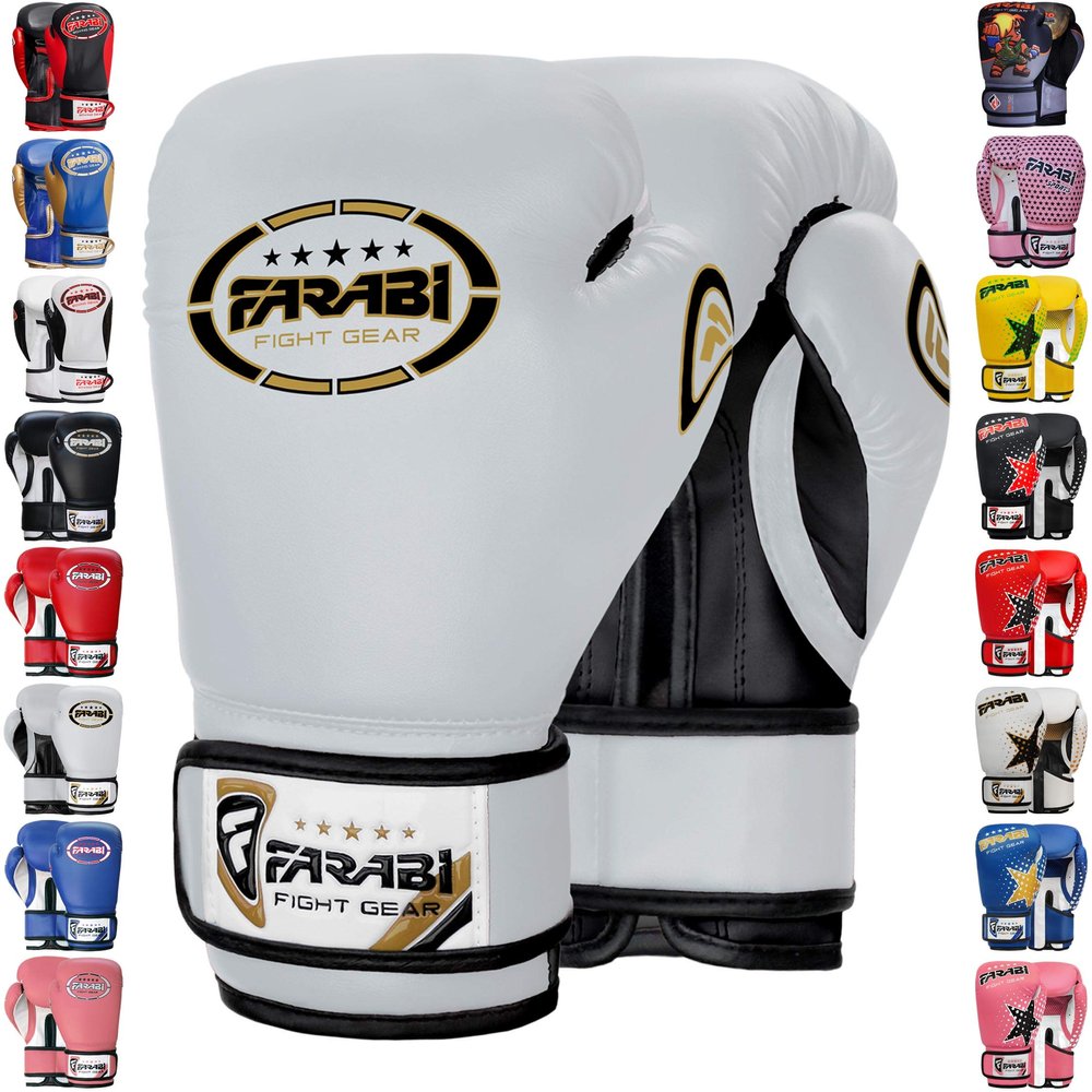 Farabi Boxing Gloves Kids Junior Muay Thai Kick Boxing Training MMA Punching Bag (4OZ, White)