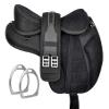 Y&Z Enterprises All Purpose Synthetic Treeless Freemax English Horse Saddle Tack Get Matching Girth & Strap (17.5 Inch Seat, Black) view 1
