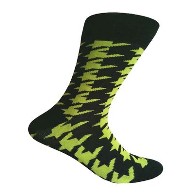 Triple M Plus Men's Lime Green Houndstooth Dress socks,One size fits most men; Sock Size 8-10