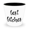 Funny College Girl Party Shot Glasses - Best Bitches (Black) - Shotglass Bachelorette Night, Bridal Shower, Bridemaids Party Favor, Bride to Be Access - 1.5 oz White Ceramic Liquor Shots Glasses view 1