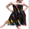 Full Funk Tie Dye Spaghetti Halter Smock Bust Cropped Fashion Tassel Dress, Medium 40 inches Length, Black Pink B view 1
