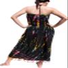 Full Funk Tie Dye Spaghetti Halter Smock Bust Cropped Fashion Tassel Dress, Medium 40 inches Length, Black Pink B view 2