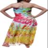Full Funk Tie Dye Spaghetti Halter Smock Bust Cropped Fashion Tassel Dress, Medium 40 inches Length, Pink/Yellow F view 2