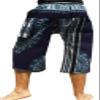 RaanPahMuang Sadaw Elastic Waist 3/4 Leg Length Pants in Afrikan Dashiki Patterns, Medium, Midnight Blue view 2