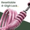 Titanker Bike Lock, Bicycle Lock 4 Feet Cable Lock 1/2 Inch Resettable Bike Locks Combination with Mounting Bracket, Bike Accessories for Bicycle, Electric Scooter, Motorcycle, Baby Pink view 2