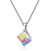 Uloveido Graceful 925 Sterling Silver Box Chain Necklace Austrian Crystal CZ Cube Shape Pendant for Women Birthday Jewelry (Box Packing) Y418-N view 1