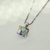 Uloveido Graceful 925 Sterling Silver Box Chain Necklace Austrian Crystal CZ Cube Shape Pendant for Women Birthday Jewelry (Box Packing) Y418-N view 4