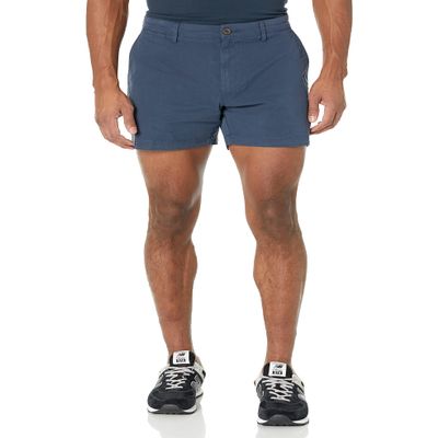 Amazon Essentials Men's Slim-Fit 5" Flat-Front Comfort Stretch Chino Shorts, Navy, 40