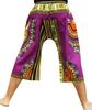 RaanPahMuang Sadaw Elastic Waist 3/4 Leg Length Pants in Afrikan Dashiki Patterns, Medium, Purple view 2
