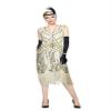 1920s Gatsby Sequin Fringed Paisley Flapper Dress with 20s, Beige, Size Large view 2