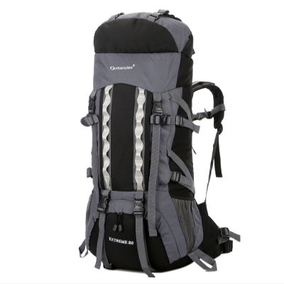 UNISTRENGH 80L Internal Frame Backpacks Outdoor Nylon Hiking Backpack Water-resistant Trekking Bag with Rain Cover for Camping Mountaineering Traveling (Black)