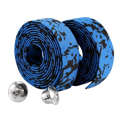 Tbest Handlebar Tape Blue Cork Cloth,Cycle Handlebar Tape Reflective Grip Wrap Tape + 2 Plugs for Mountain Road Bike(Pack of 2)(Blue+Black)