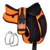 Y&Z Enterprises All Purpose Synthetic Treeless Freemax English Horse Saddle Tack Get Matching Girth & Strap (18 Inch Seat, Orange) view 1