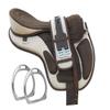 Y&Z Enterprises All Purpose Synthetic Treeless Freemax English Horse Saddle Tack Get Matching Girth & Strap (15 Inch Seat, Gray-Brown) view 1