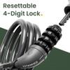 Titanker Bike Lock, Bicycle Lock 4 Feet Cable Lock 1/2 Inch Resettable Bike Locks Combination with Mounting Bracket, Bike Accessories for Bicycle, Electric Scooter, Motorcycle, Gray view 2