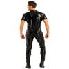Agoky Men's Wet Look Faux Leather Short Sleeve Zipper Front Full Body Bodysuit Leotard Costumes Black Medium view 4