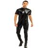 Agoky Men's Wet Look Faux Leather Short Sleeve Zipper Front Full Body Bodysuit Leotard Costumes Black XX-Large view 1