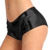 CHICTRY Women Metallic Low Rise Booty Shorts Boxer Underwear Shiny Rave Bottoms Yoga Outfits Black Large view 1