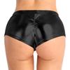 CHICTRY Women Metallic Low Rise Booty Shorts Boxer Underwear Shiny Rave Bottoms Yoga Outfits Black Large view 4