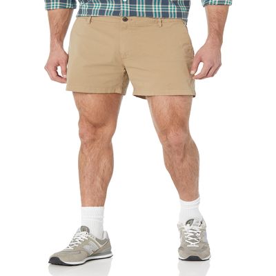 Amazon Essentials Men's Slim-Fit 5" Flat-Front Comfort Stretch Chino Shorts, Khaki Brown, 29