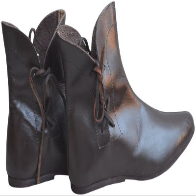 Medieval Gothic Handmade Leather Boots (Brown, 6)