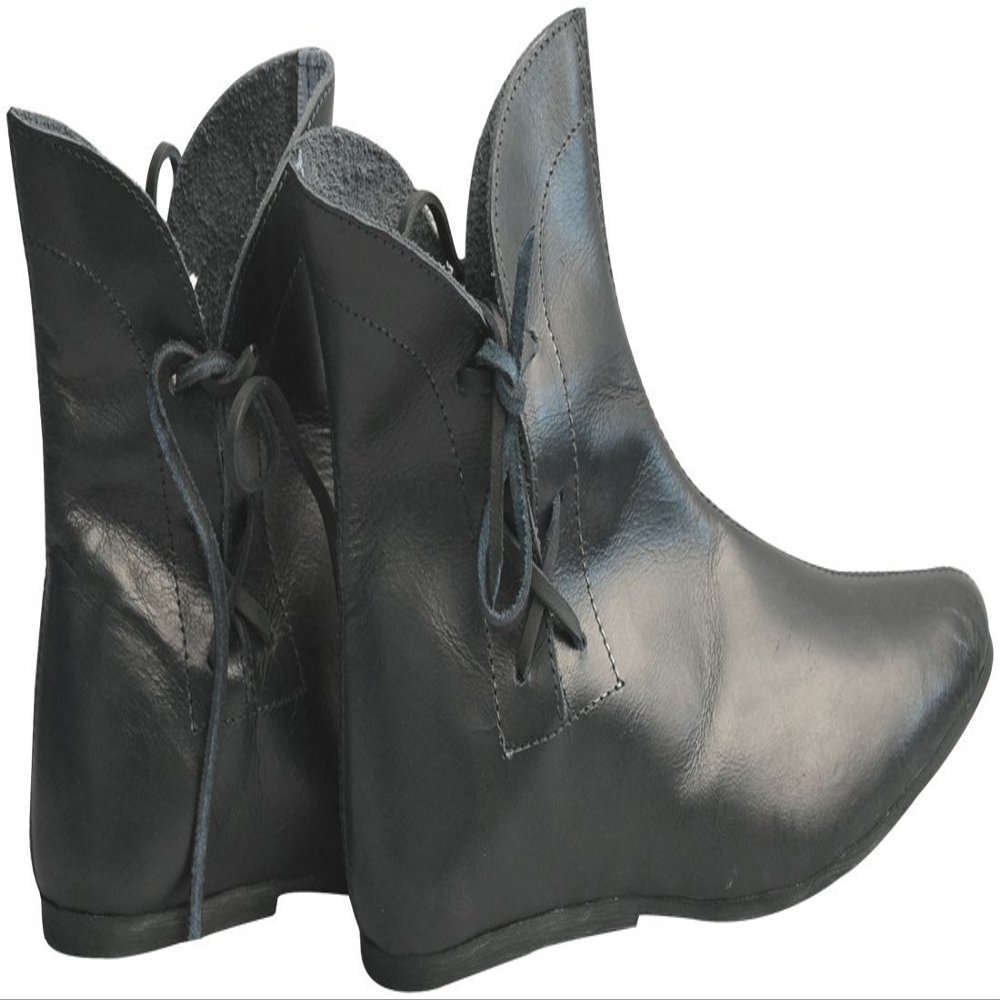 Medieval Gothic Handmade Leather Boots (Black, 10)