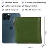 AINIMOER Women's RFID Blocking Leather Small Compact Bi-fold Zipper Pocket Wallet Card Case Purse with id Window (Lichee Green) view 4