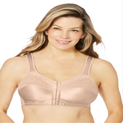 Comfort Choice Women's Plus Size Easy Enhancer Front-Close Wireless Bra - 38 B, Nude