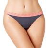 Ebony Dark Gray Neon Flamingo Geometric-Lace Thong Small view 1