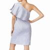 Bar III Women's Striped Popover One Shoulder Knee Length Dress Blue Size M view 2