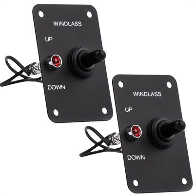 Five Oceans Toggle Boat Anchor Windlass Switch, 2-Pack, Controlling Up/Down Function of Boat Anchor Windlasses, Waterproof, 12 Volts, SPDT 3-Terminal Switch, Stainless Steel Plate - FO3740-M2