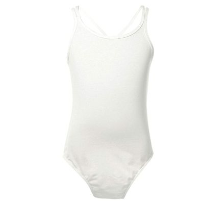 Agoky Girl's Basic Crisscross Back Gymnastic Dance Clothing Cotton Cami Ballet Performance Dancewear Sports Leotard Unitard White 12-14 Years