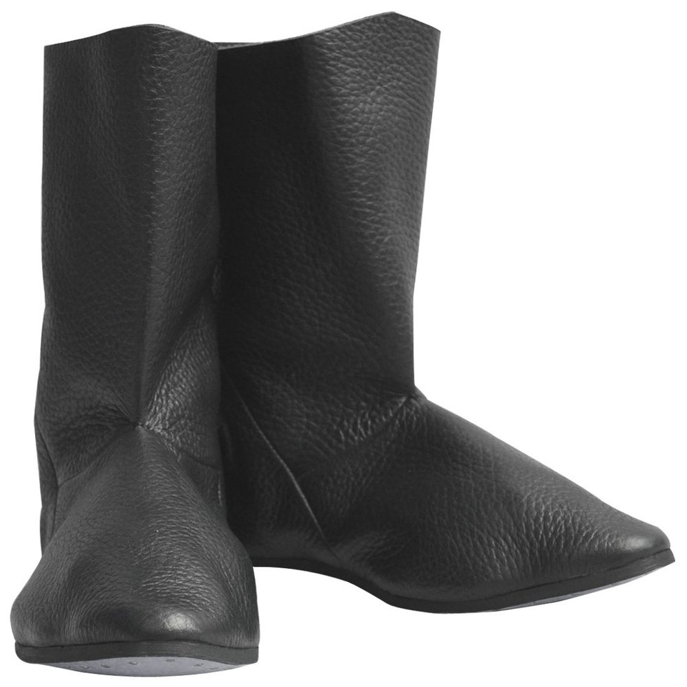 Medieval Handmade Long Leather Boots ABS (Black, 7)
