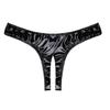 ACSUSS Womens Latex Leather Look Lingerie Open Crotch Panties Micro Thong Underwear Black Medium view 2