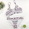 Womens Sexy Bandage Bikini Geometric Print Swimwear Push Up Swimsuit Brazilian Biquini White Bath Suit Crop Top view 3