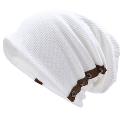 VECRY Men's Oversize Slouch Beanie Slouchy Skullcap Large Baggy Hat (Button-White)