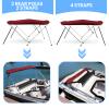 Leader Accessories Burgundy 4 Bow 8'L x 54" H x 91"-96" W Bimini Top Boat Cover Include 4 Straps 2 Rear Support Poles Mounting Hardwares Storage Boot view 2