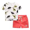 ACESTAR Toddler Boys Summer Cotton Clothes Sets Short Sleeve Tee Shirt and Short Set Kids Cartoon Dinosaur Printing Clothing Sets for Boy(Red,5T) view 1