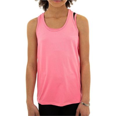 More Mile Racer Back Girls Running Vest - Pink-11-12 Years
