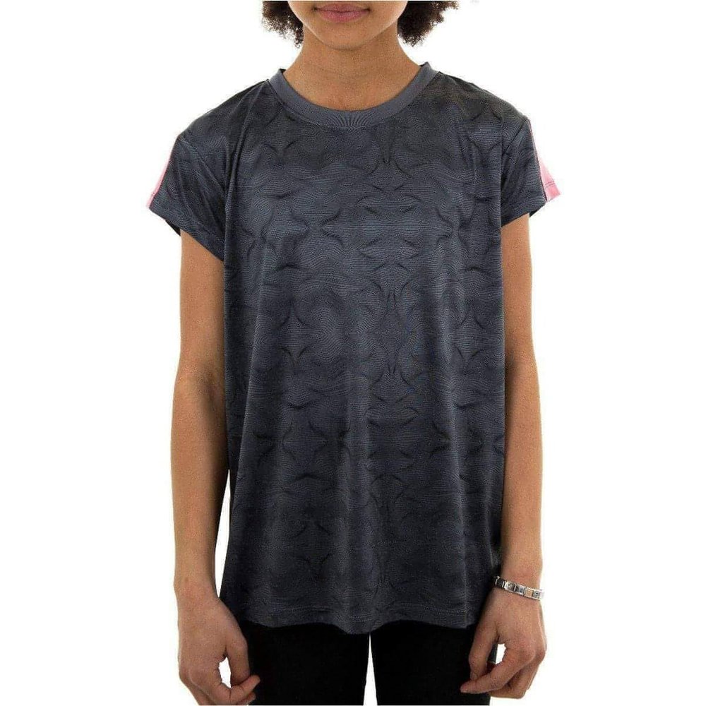 More Mile Girls Cap Short Sleeve Running Top - Grey-9-10 Years