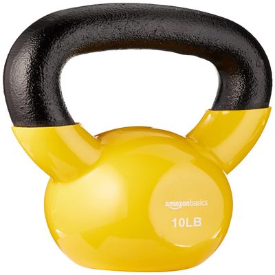 Amazon Basics Vinyl Kettlebell, 10 Pounds, Light Orange
