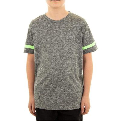 More Mile Marl Boys Short Sleeve Running Top - Grey-9-10 Years
