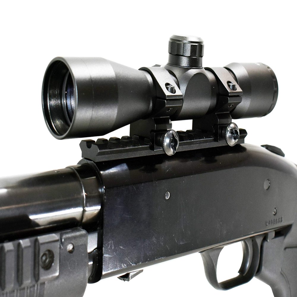 Trinity 4x32 Scope and Rail Mount Kit for Mossberg 500 & 590  Picatinny Weaver Adapter Aluminum Black Mil-Dot Optic