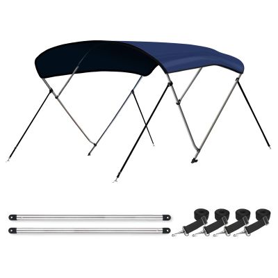 Leader Accessories Navy Blue 4 Bow 8'L x 54" H x 91"-96" W Bimini Top Boat Cover Include 4 Straps 2 Rear Support Poles Mounting Hardwares Storage Boot