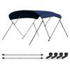 Leader Accessories Navy Blue 4 Bow 8'L x 54" H x 91"-96" W Bimini Top Boat Cover Include 4 Straps 2 Rear Support Poles Mounting Hardwares Storage Boot view 1
